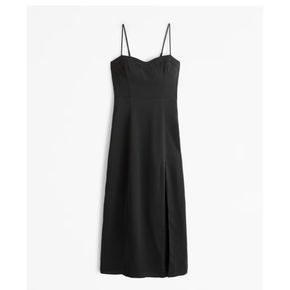Abercrombie & Fitch Camille Midi Dress (Black; size Medium Tall)